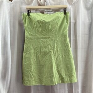 Forever 21 Lime Green Strapless Mini Dress L NWT Linen Blend Party Causal Summer